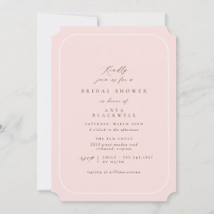 Elegant Blush Pink   Classic Bridal Shower Invitation
