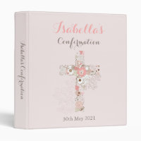 Elegant blush pink confirmation floral cross name