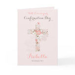 Elegant blush pink confirmation floral cross name card Elegant blush pink confirmation floral cross name card