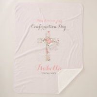 Elegant blush pink confirmation floral cross name