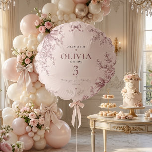 Elegant Blush Pink Coquette Bow Floral Balloon