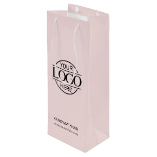 Elegant Blush Pink Corporate Company Business Logo Wine Gift Bag
