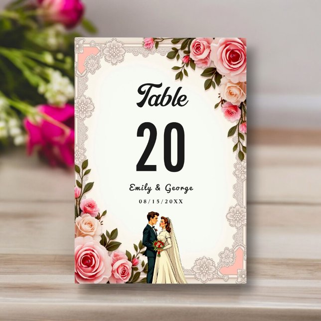 Elegant Blush Pink Couple Summer Floral Wedding Table Number (Creator Uploaded)