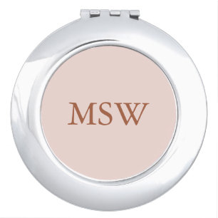 Elegant blush pink custom monogram initials chic compact mirror