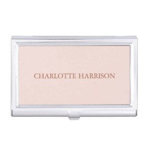 Elegant blush pink custom monogram initials name business card case