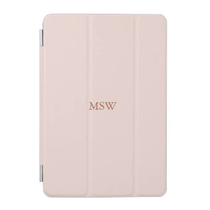 Elegant blush pink custom monogram initials name iPad mini cover