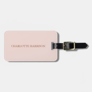 Elegant blush pink custom monogram initials name luggage tag
