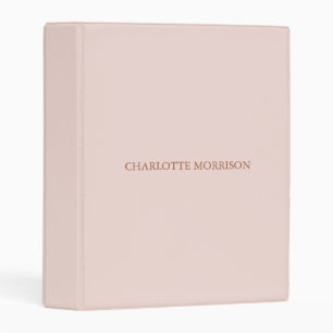 Elegant blush pink custom monogram initials name mini binder