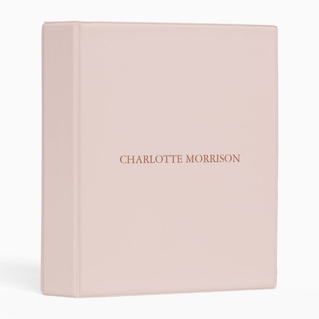 Elegant blush pink custom monogram initials name mini binder (Front/Spine)