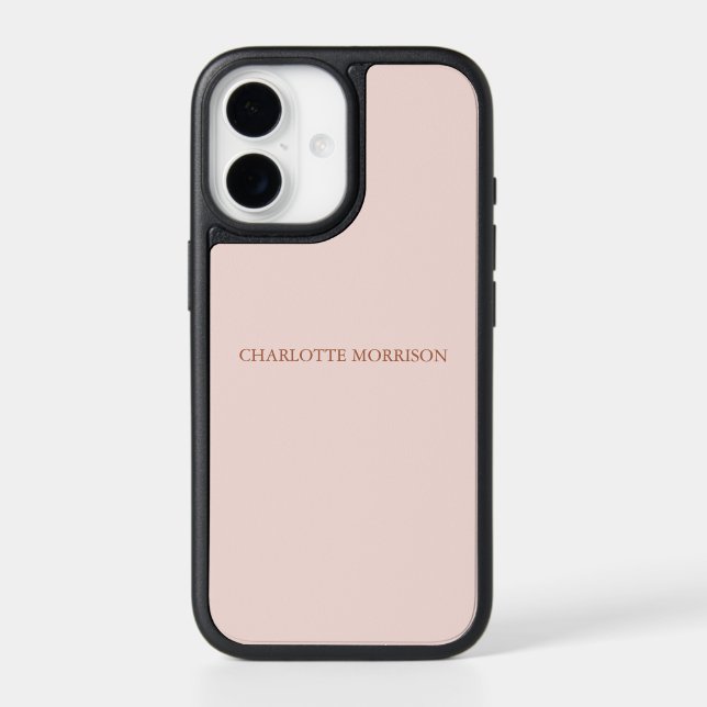 Elegant blush pink custom monogram initials name otterbox iPhone case (Back)