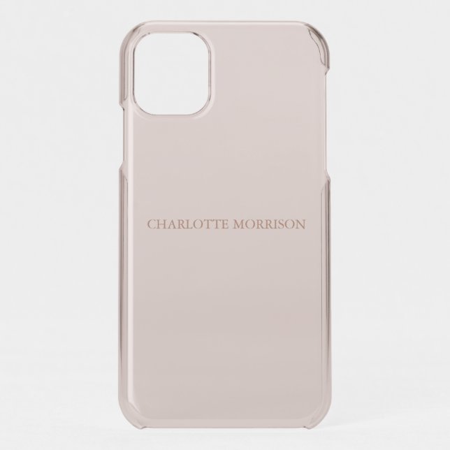 Elegant blush pink custom monogram initials name uncommon iPhone case (Back)