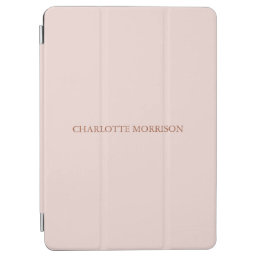 Elegant blush pink custom name monogram minimalist iPad air cover