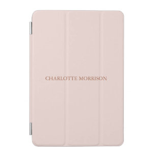 Elegant blush pink custom name monogram minimalist iPad mini cover