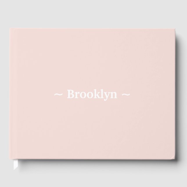 Elegant blush pink custom name text guest book (Front)