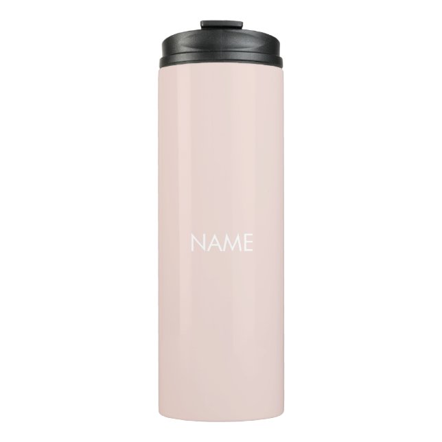 Elegant blush pink custom name text monogram  thermal tumbler (Front)