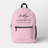 Elegant Blush Pink | Name & Monogram Gui Printed Backpack  display picture 3