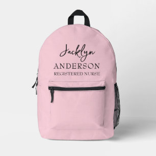 Elegant Blush Pink Custom Nurse  Printed Backpack