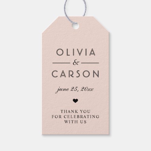 Elegant Blush Pink Custom Wedding Monogram Gift Tags