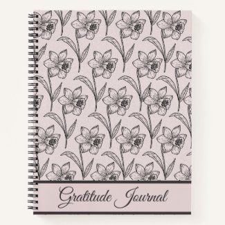 Elegant Blush Pink Daffodil Gratitude Journal 