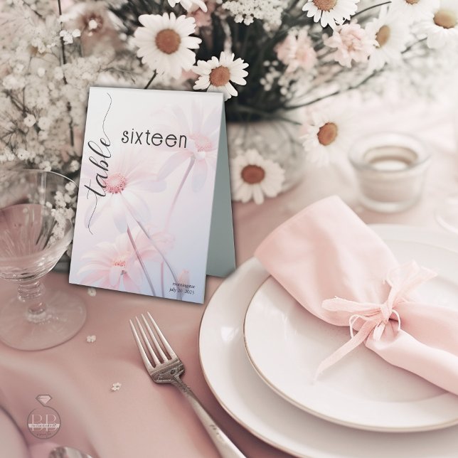 Elegant Blush Pink Daisies Table Tent (Creator Uploaded)