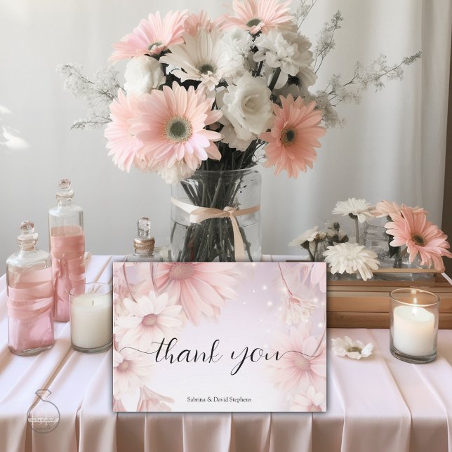 Elegant Blush Pink Daisy Thank You  Card (Creator Uploaded)