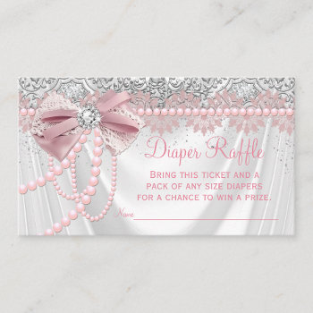 Elegant Blush Pink Diamond Pearl Diaper Raffle Enclosure Card by The_Baby_Boutique at Zazzle