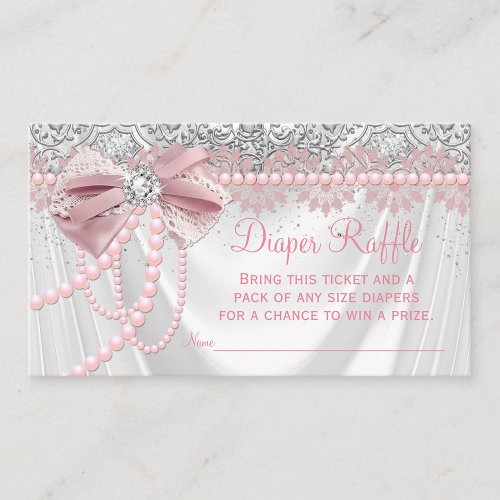 Elegant Blush Pink Diamond Pearl Diaper Raffle Enclosure Card