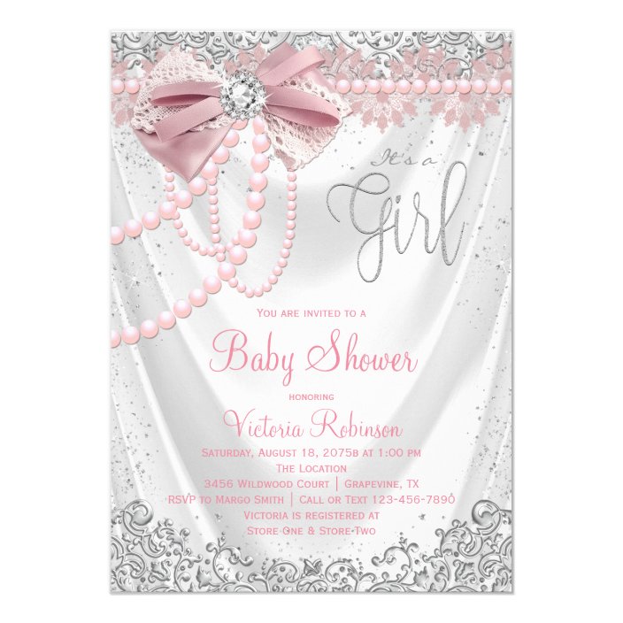 elegant blush pink diamond pearl girly baby shower invitation  zazzle