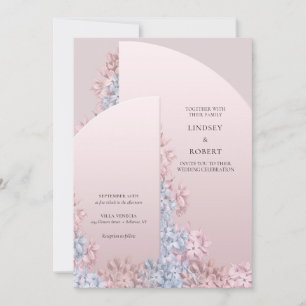 Elegant blush pink dusty blue hyacinths wedding invitation