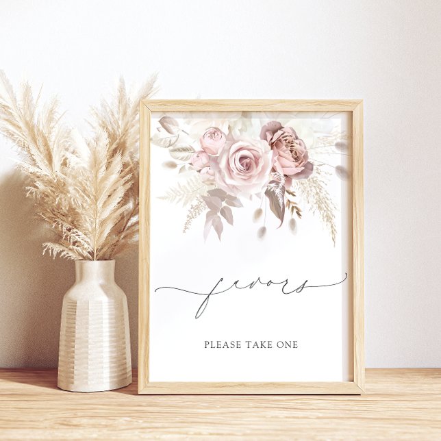 Elegant Blush Pink Dusty Rose Favors Take a Treat Poster (Creator Uploaded)