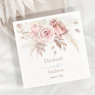 Elegant Blush Pink Dusty Rose Floral Wedding Napkins