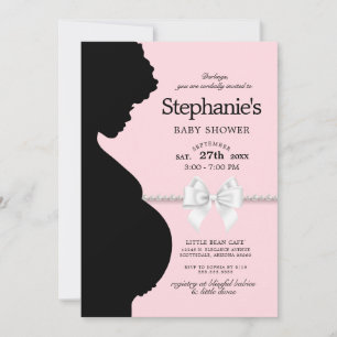 Elegant Blush Pink Ethnic Silhouette Baby Shower Invitation