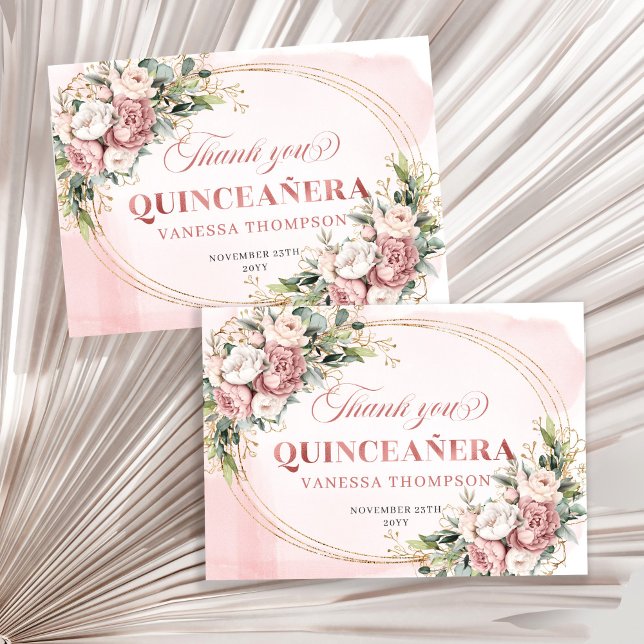 Elegant Blush Pink Eucalyptus Boho Quince Thanks Thank You Card (Elegant Blush Pink Eucalyptus Boho Quince Thank You Card)