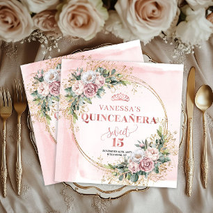 Elegant Blush Pink Eucalyptus Quince Napkins