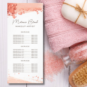 Elegant Blush Pink Eyeshadow Makeup Price List Rack Card