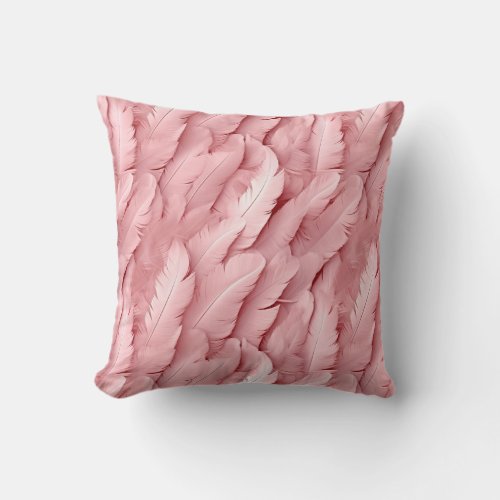 Elegant blush pink feathers pattern throw pillow