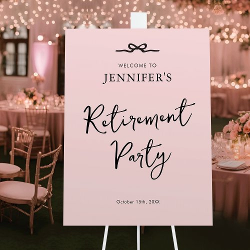Elegant Blush Pink Feminine Retirement Party Sign