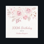 Elegant Blush Pink Floral 100th Birthday Party Napkins<br><div class="desc">Elegant Blush Pink Floral 100th Birthday Party Napkins

See matching collection in Niche and Nest Store</div>