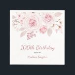 Elegant Blush Pink Floral 100th Birthday Party Napkins<br><div class="desc">Elegant Blush Pink Floral 100th Birthday Party Napkins

See matching collection in Niche and Nest Store</div>