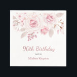 Elegant Blush Pink Floral 90th Birthday Party Napkins<br><div class="desc">Elegant Blush Pink Floral 90th Birthday Party Napkins

See matching collection in Niche and Nest Store</div>