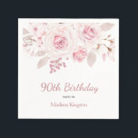 Elegant Blush Pink Floral 90th Birthday Party Napkins<br><div class="desc">Elegant Blush Pink Floral 90th Birthday Party Napkins

See matching collection in Niche and Nest Store</div>