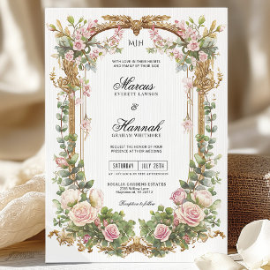 Elegant Blush Pink Floral and Eucalyptus Greenery Invitation