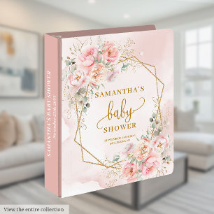 Elegant blush pink floral baby shower ring binder