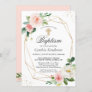 Elegant Blush Pink Floral Baptism & Christening Invitation