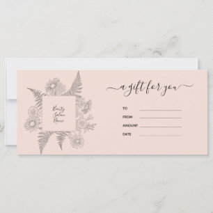 Elegant Blush Pink Floral Beauty Gift Certificate