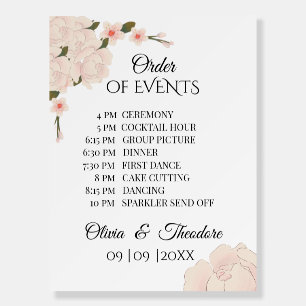 Elegant Blush Pink Floral Blossom Wedding Sign