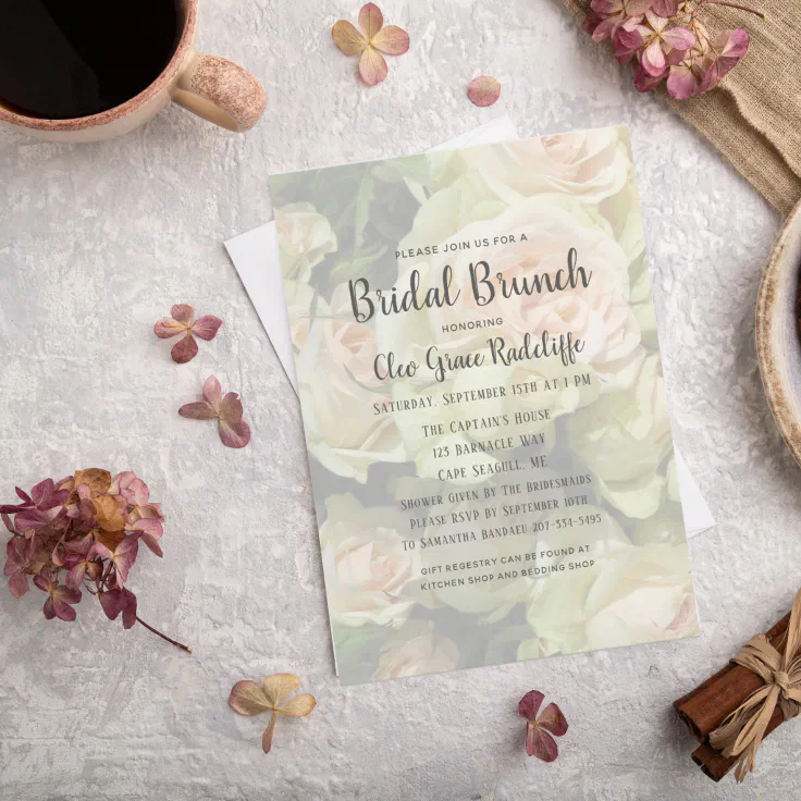 Elegant Blush Pink Floral Bridal Brunch Invitation Zazzle