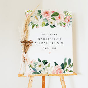 Elegant Blush Pink Floral Bridal Brunch Welcome Foam Board