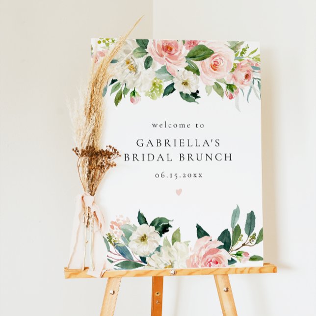 Elegant Blush Pink Floral Bridal Brunch Welcome Foam Board (Creator Uploaded)