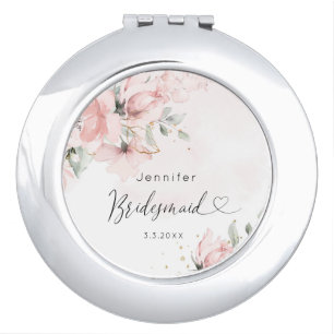 Elegant Blush pink floral bridal shower Compact Mirror